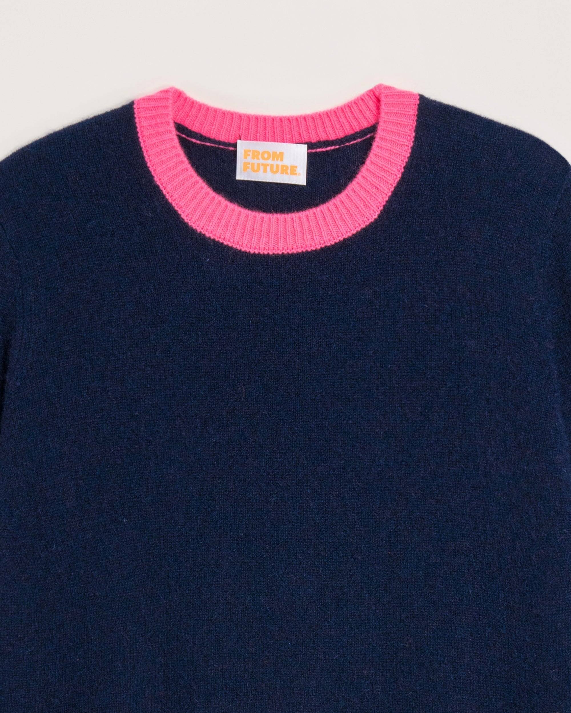 Pull Light à col rond tricolore en cachemire - Navy