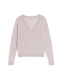 Pull court Light à col V en cachemire - Light Heather Gray