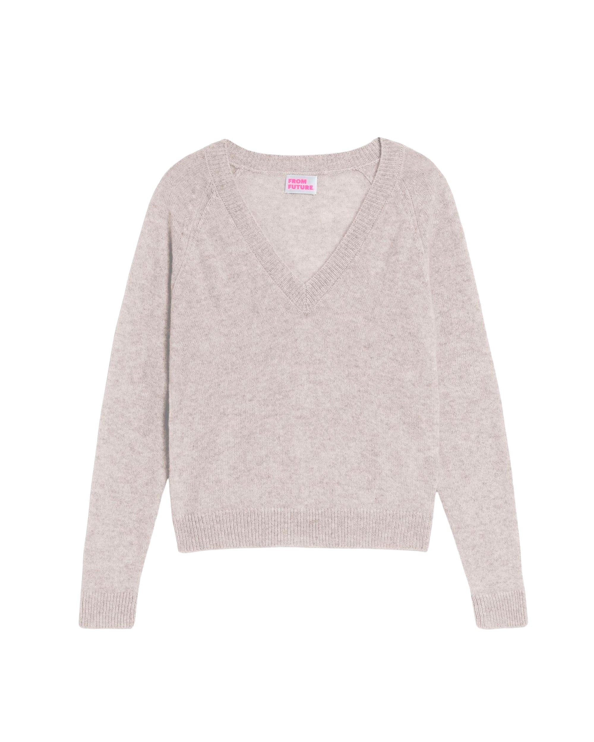 Pull court Light à col V en cachemire - Light Heather Gray