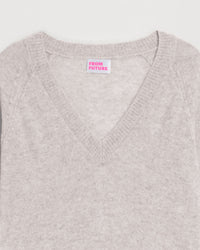 Pull court Light à col V en cachemire - Light Heather Gray