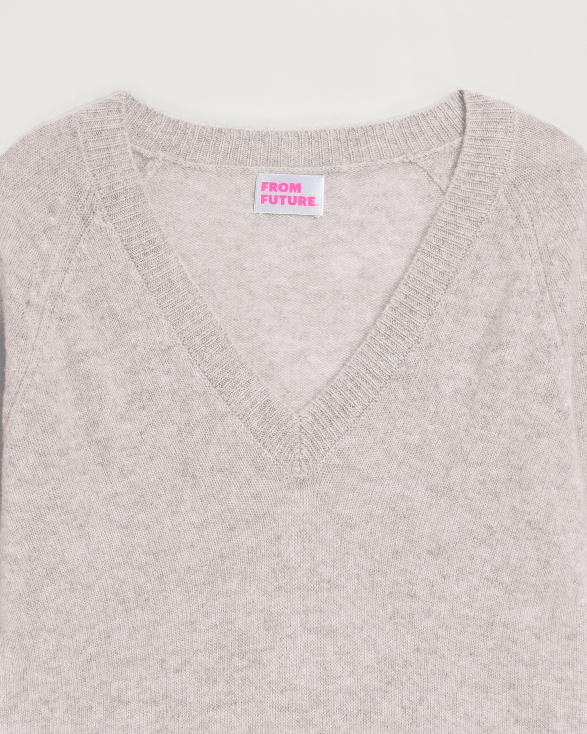 Pull court Light à col V en cachemire - Light Heather Gray