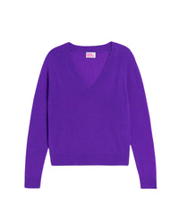 Pull court Light à col V en cachemire - Neon Purple