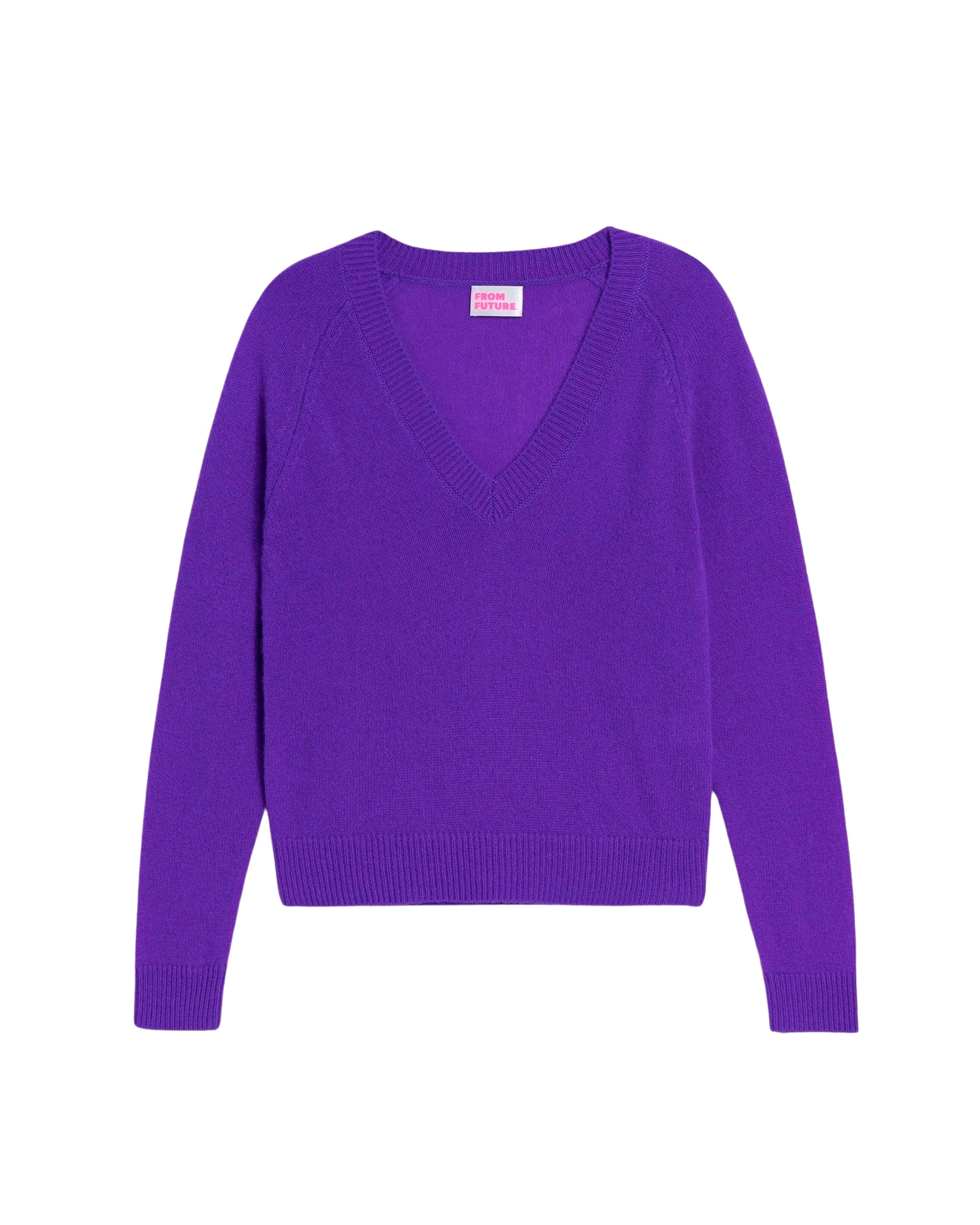 Pull court Light à col V en cachemire - Neon Purple
