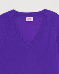 Pull court Light à col V en cachemire - Neon Purple