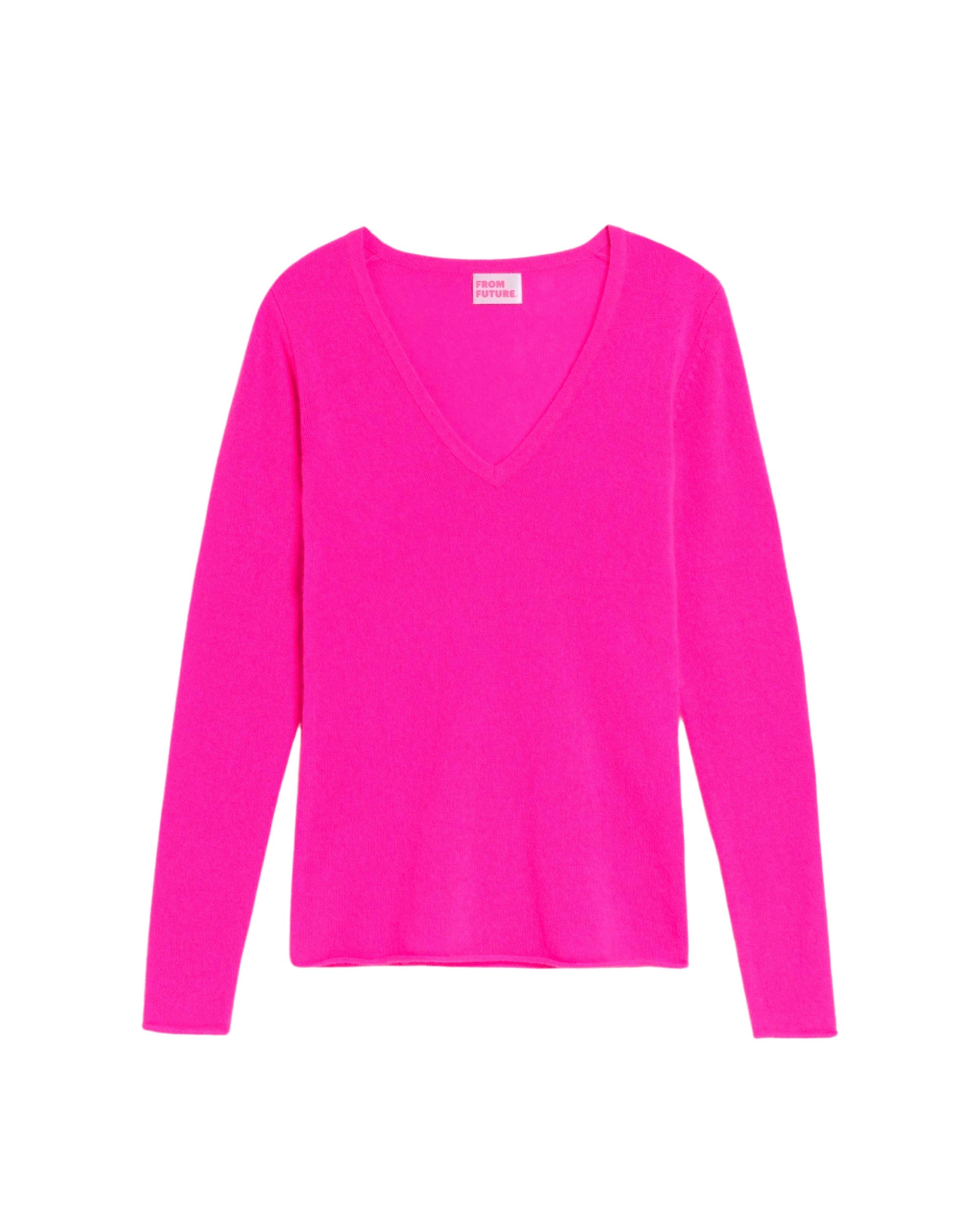 Pull Light fin à col V en cachemire - Summer Fuchsia