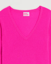Pull Light fin à col V en cachemire - Summer Fuchsia