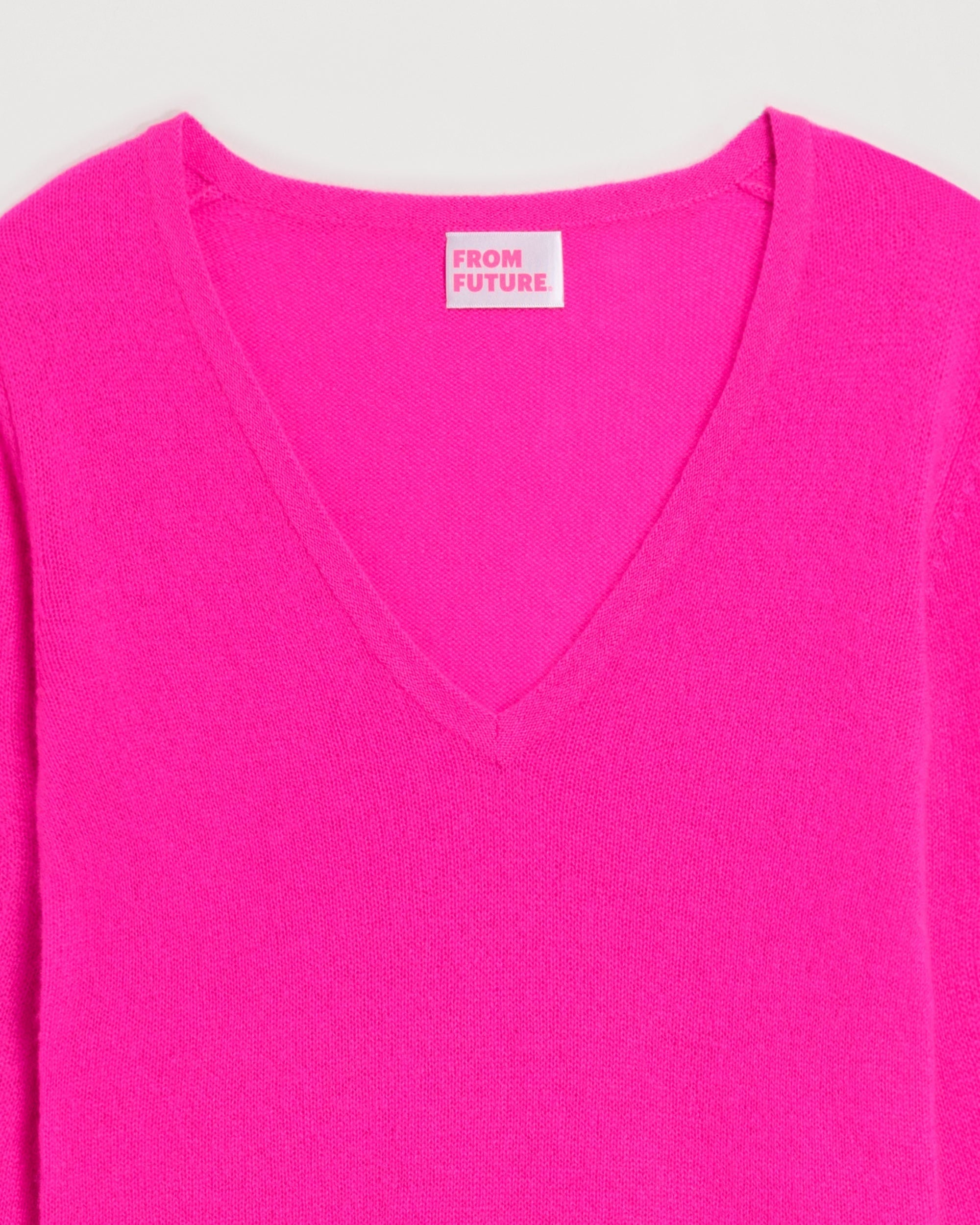 Pull Light fin à col V en cachemire - Summer Fuchsia