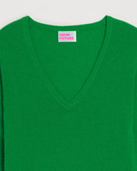 Pull Light fin à col V en cachemire - Summer Green