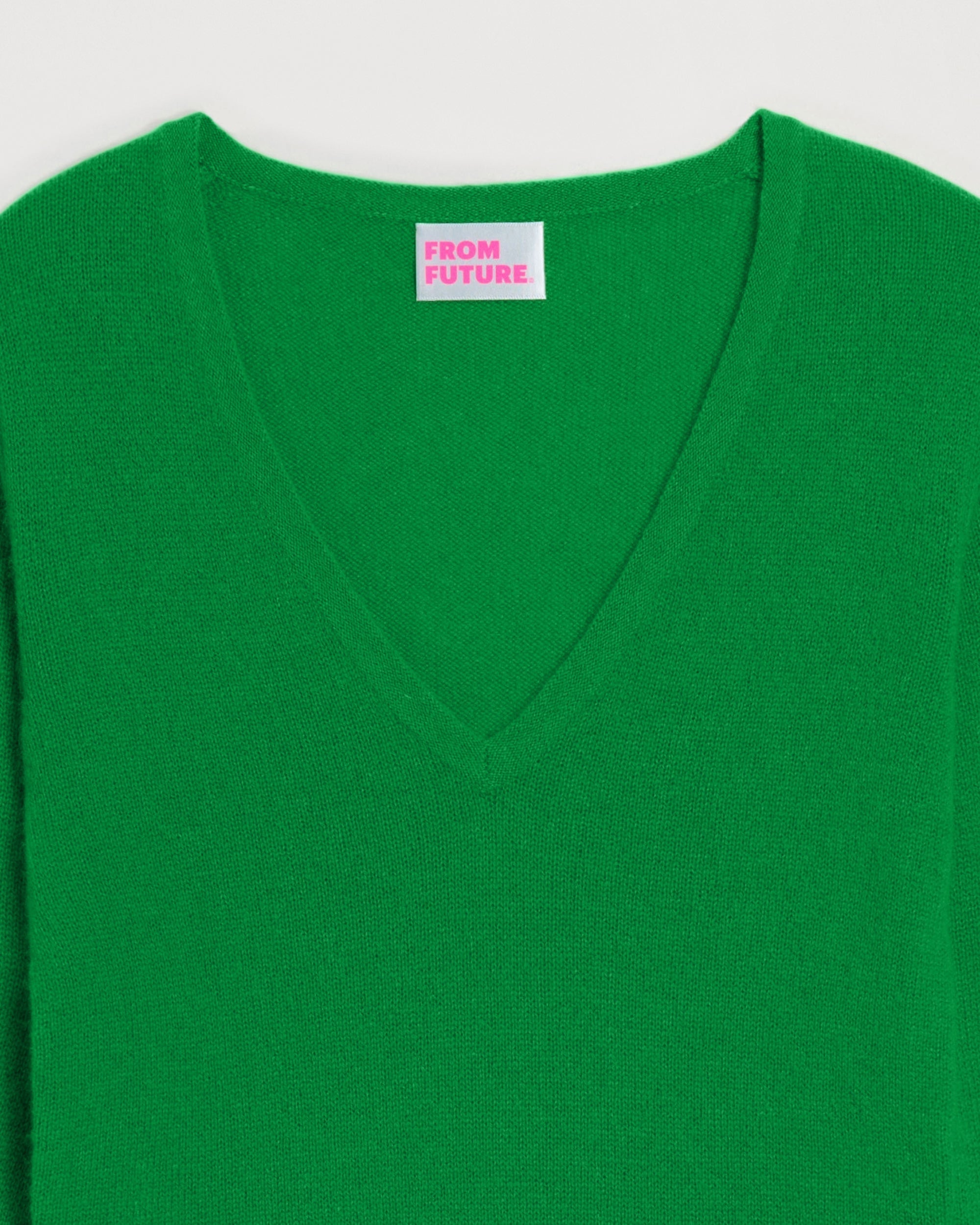 Pull Light fin à col V en cachemire - Summer Green
