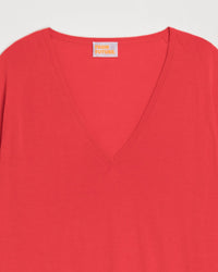 Pull oversize à col V en laine mérinos - Neon Orange