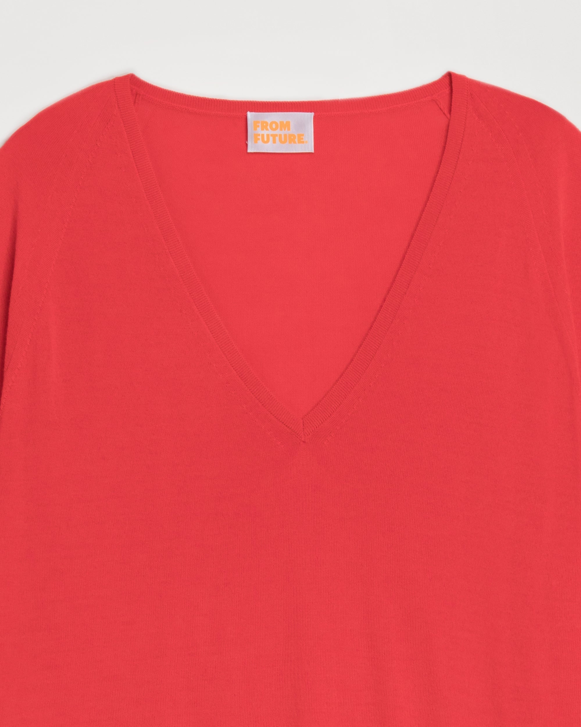 Pull oversize à col V en laine mérinos - Neon Orange