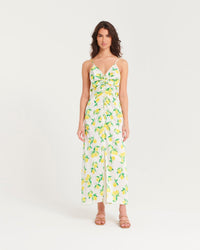 Robe longue Barbara en soie - Lemon Off White