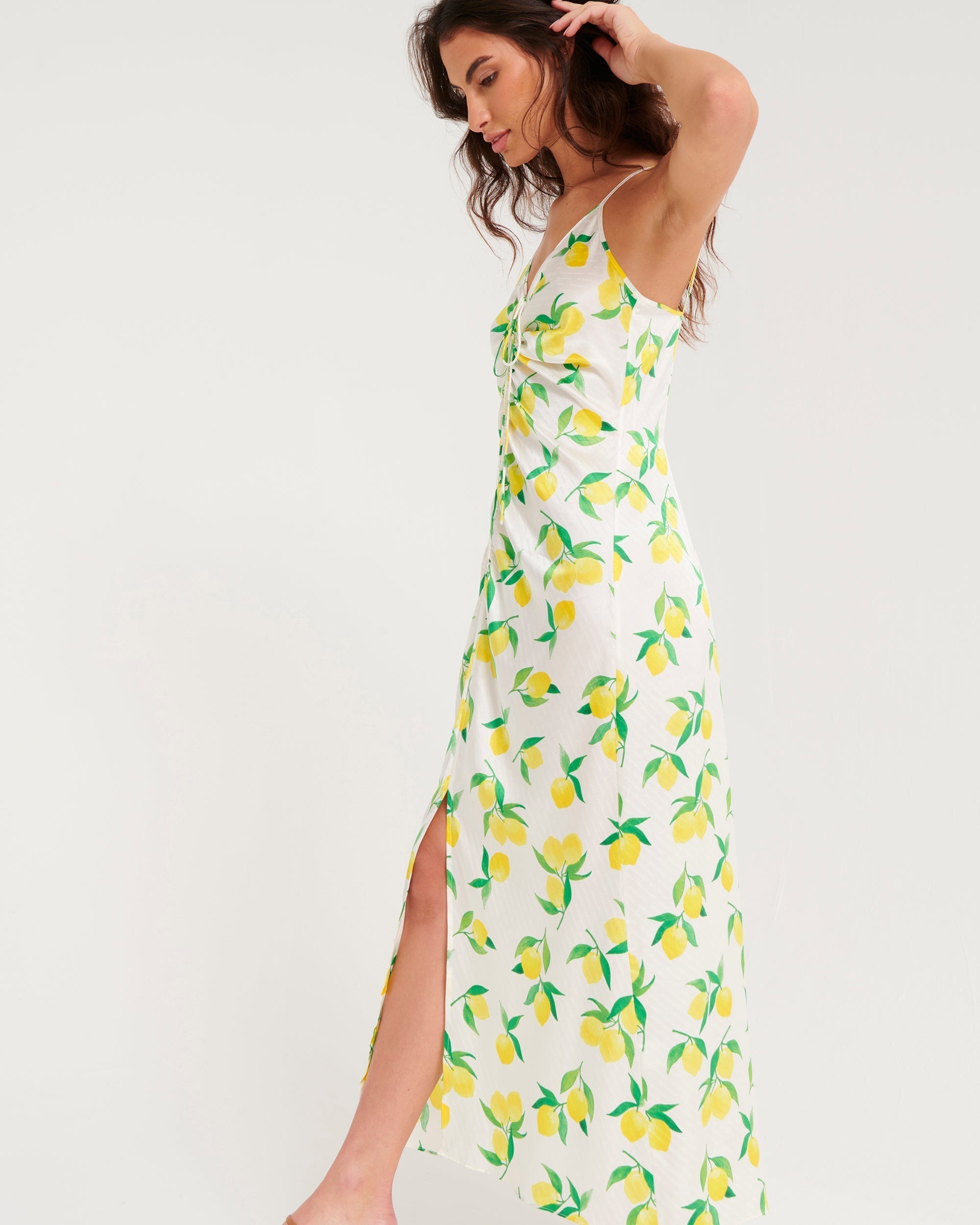 Robe longue Barbara en soie - Lemon Off White