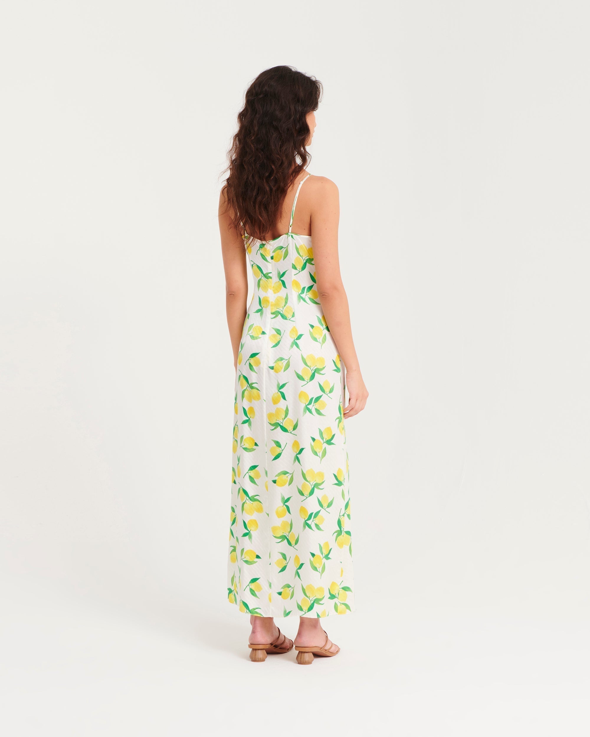 Robe longue Barbara en soie - Lemon Off White