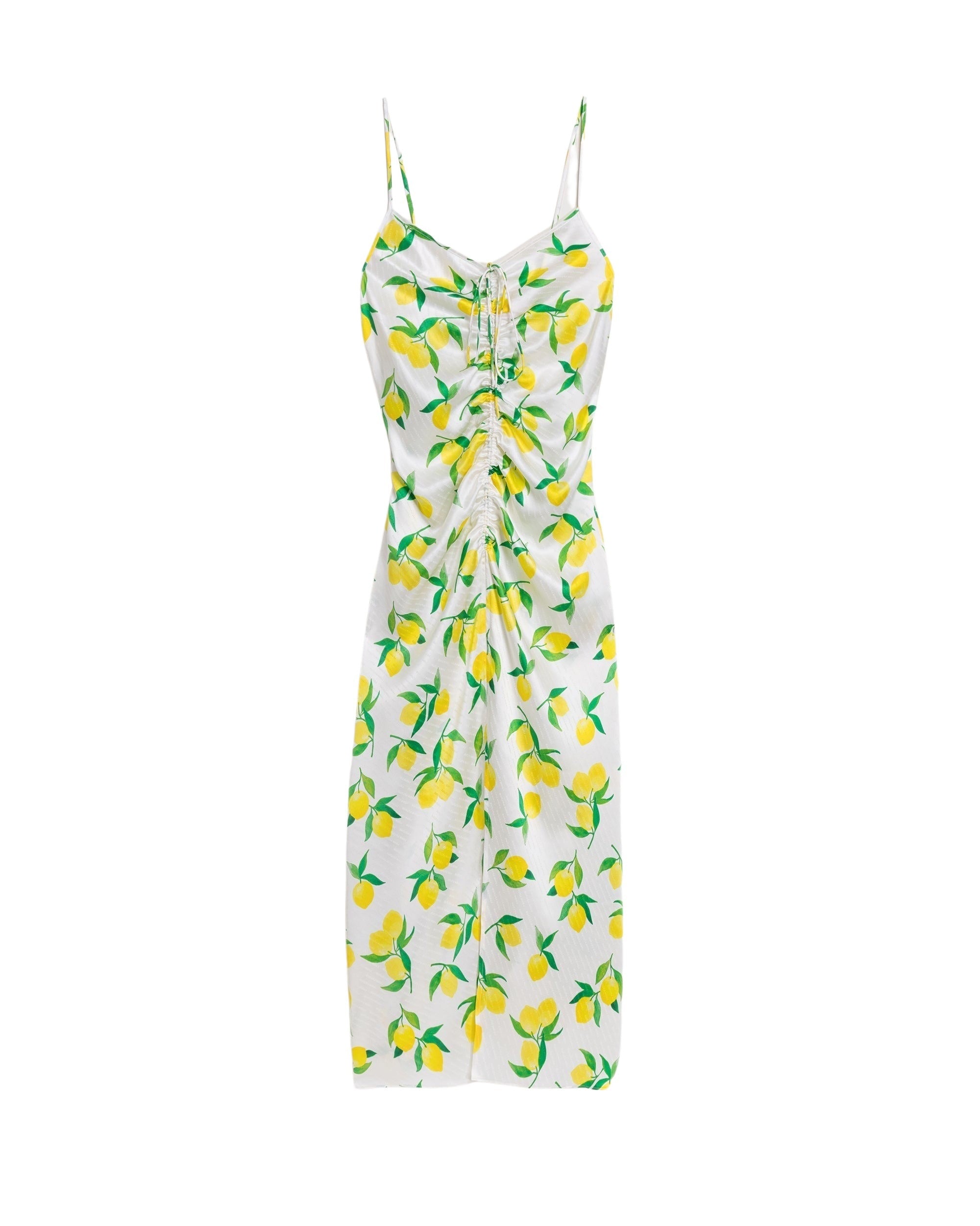 Robe longue Barbara en soie - Lemon Off White