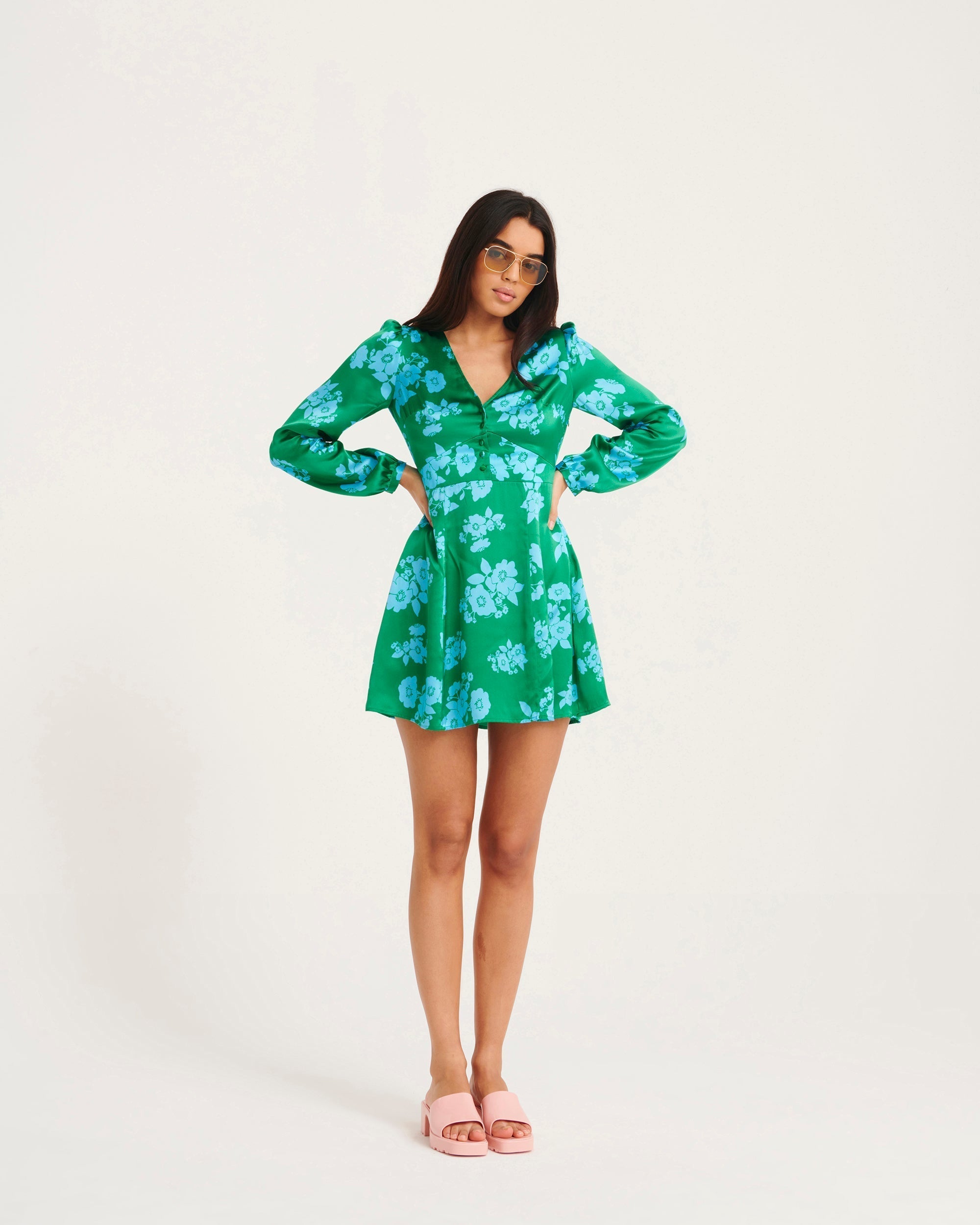 Robe courte Lily en soie - Big Bouquet