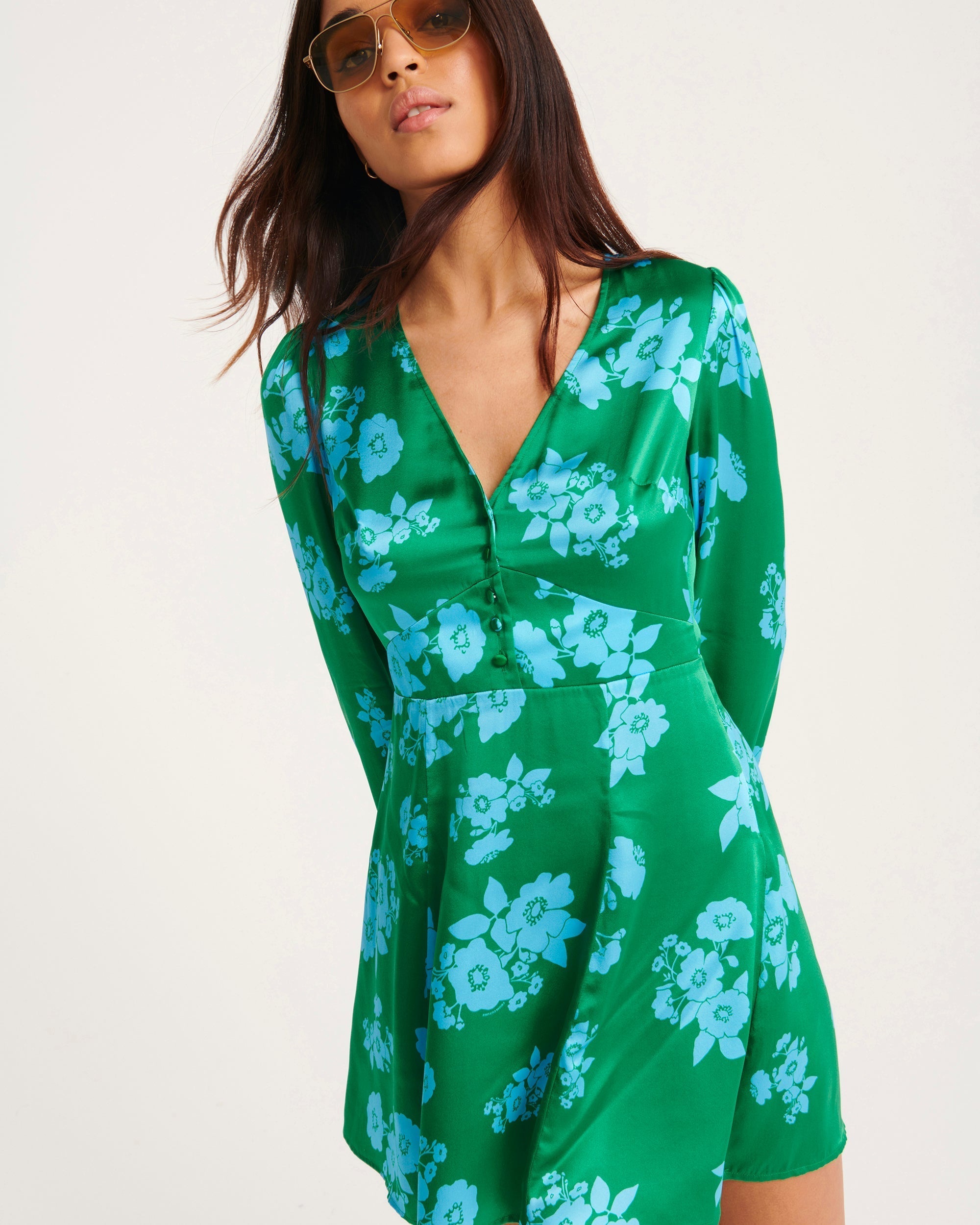 Robe courte Lily en soie - Big Bouquet