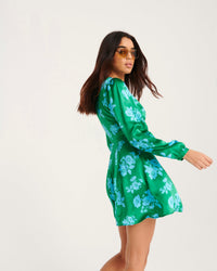 Robe courte Lily en soie - Big Bouquet