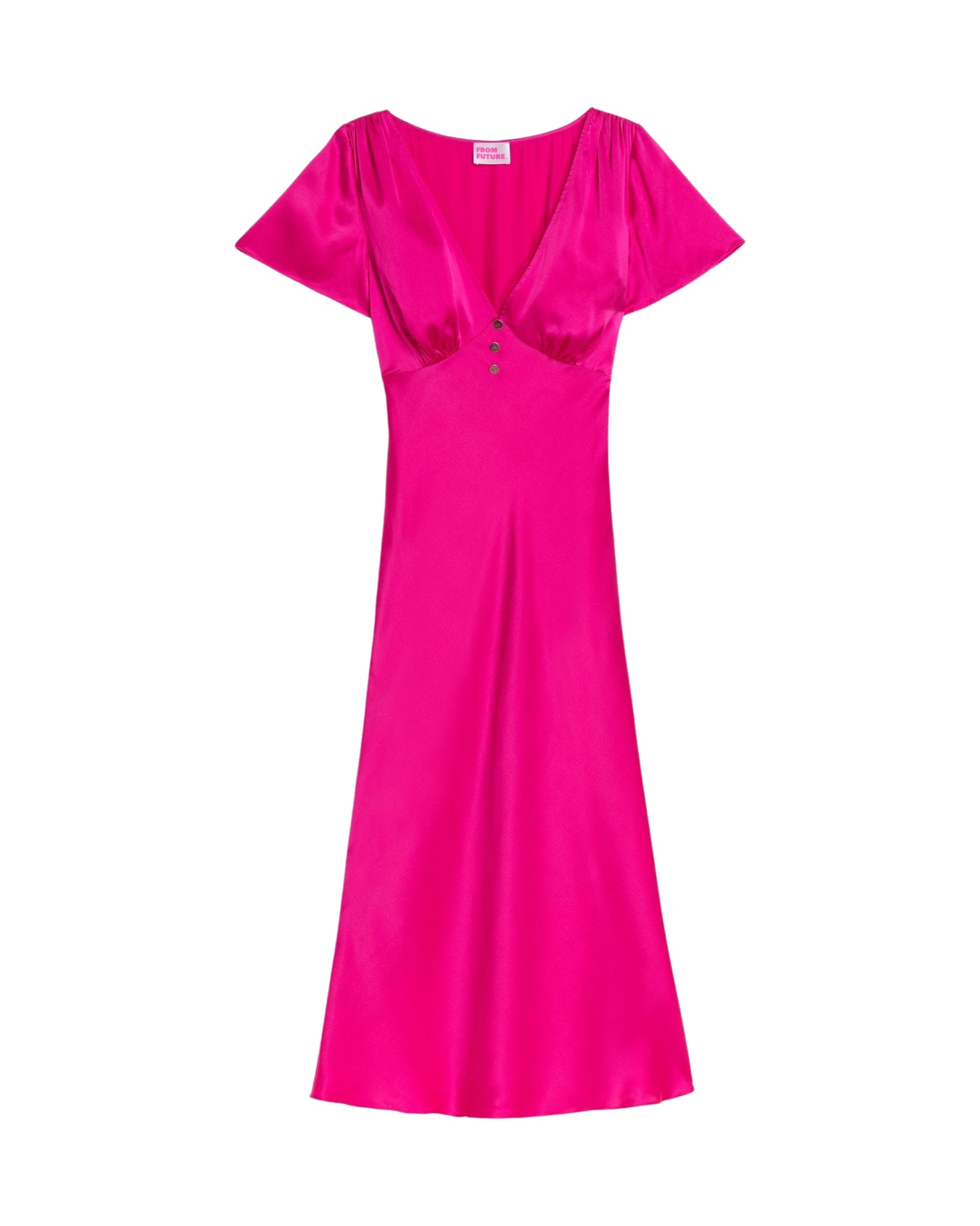 Robe longue Denise en soie - Satin Fuchsia