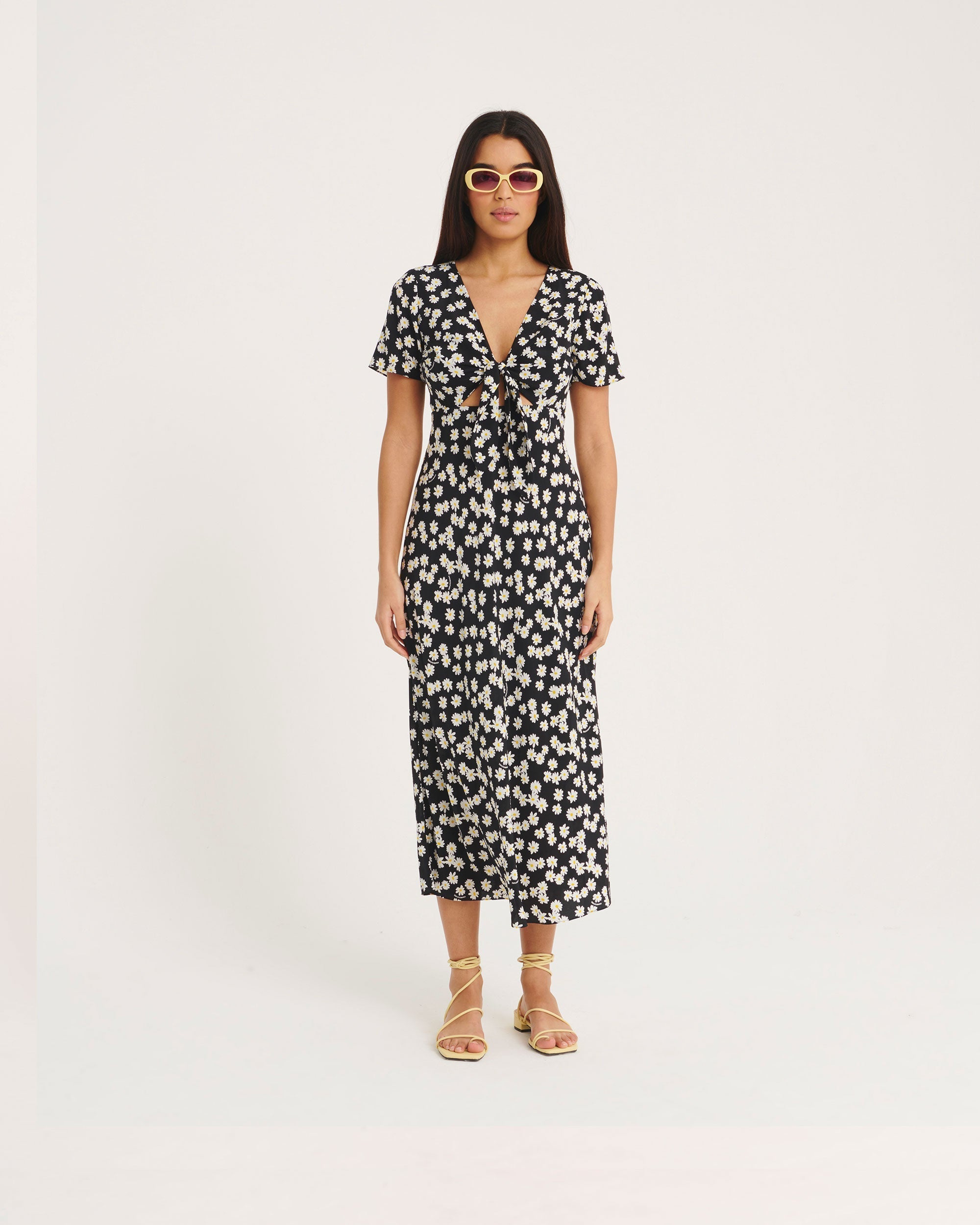 Robe longue Jackson en soie - Black Daisy