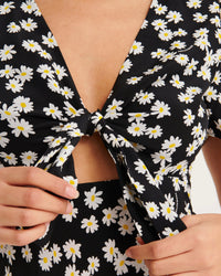 Robe longue Jackson en soie - Black Daisy