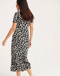 Robe longue Jackson en soie - Black Daisy
