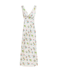 Robe longue Lola en soie - Pink Bouquets