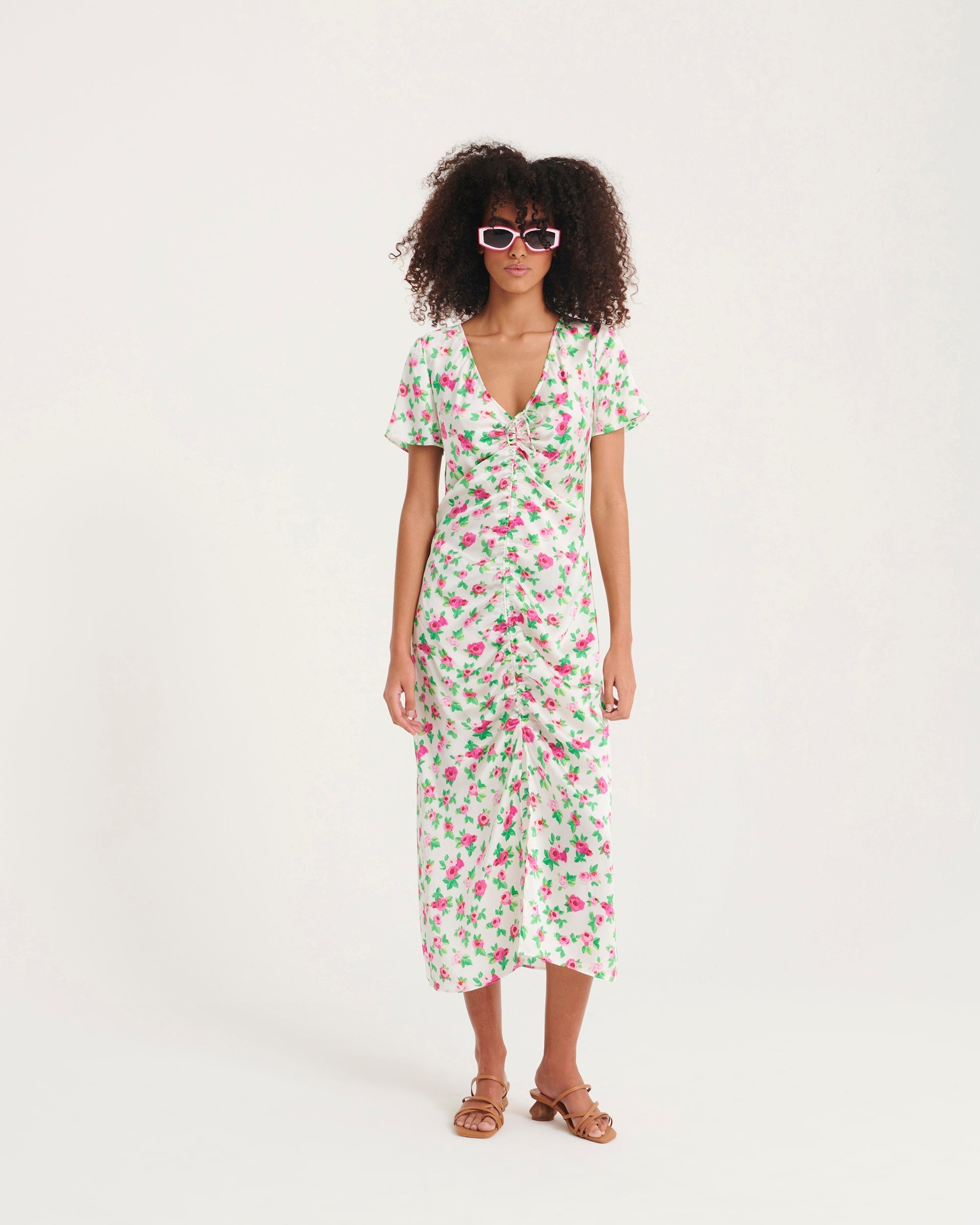 Robe longue Rosa en soie - Off White Little Heart