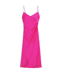 Robe longue Bibi en soie - Satin Fuchsia