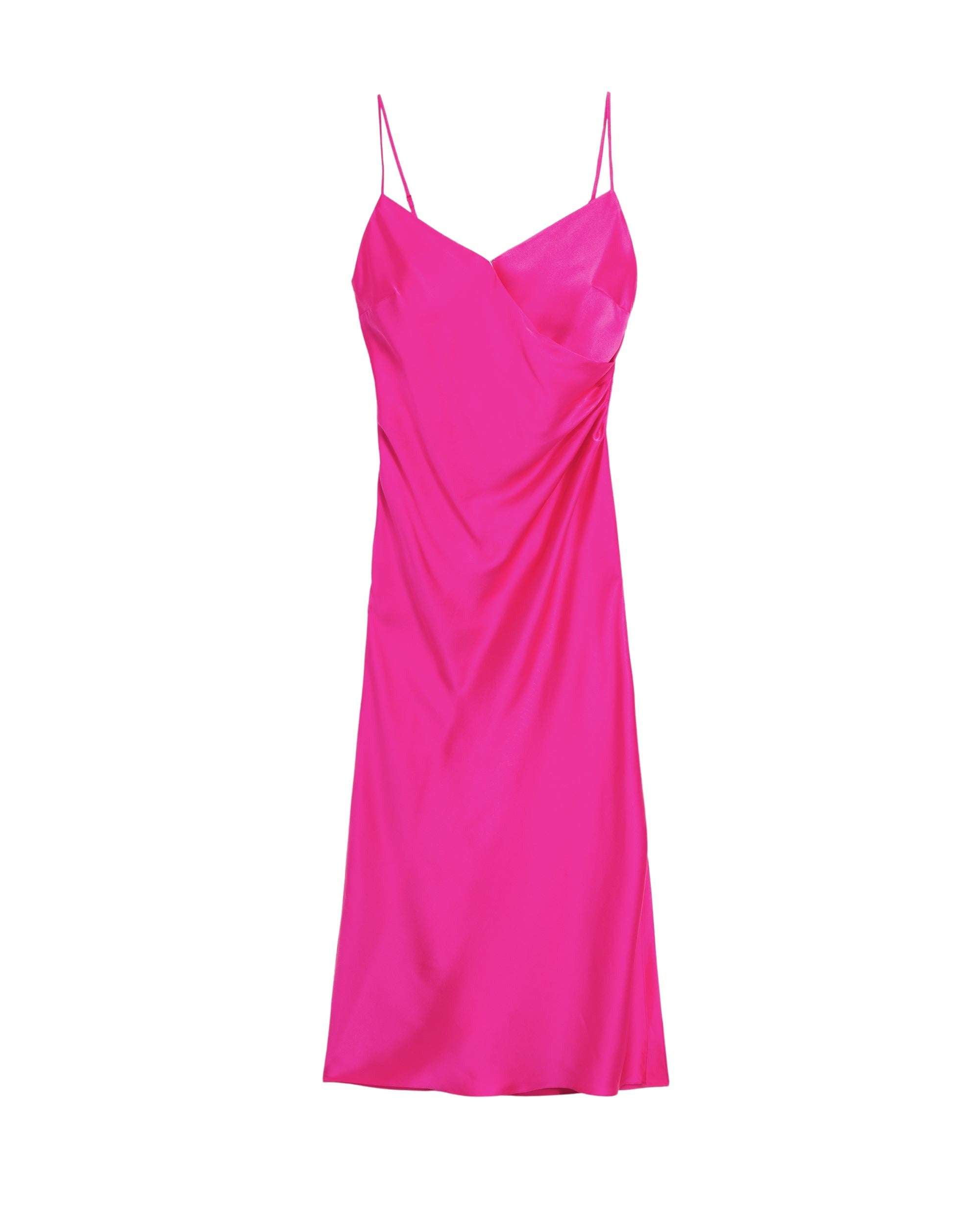 Robe longue Bibi en soie - Satin Fuchsia