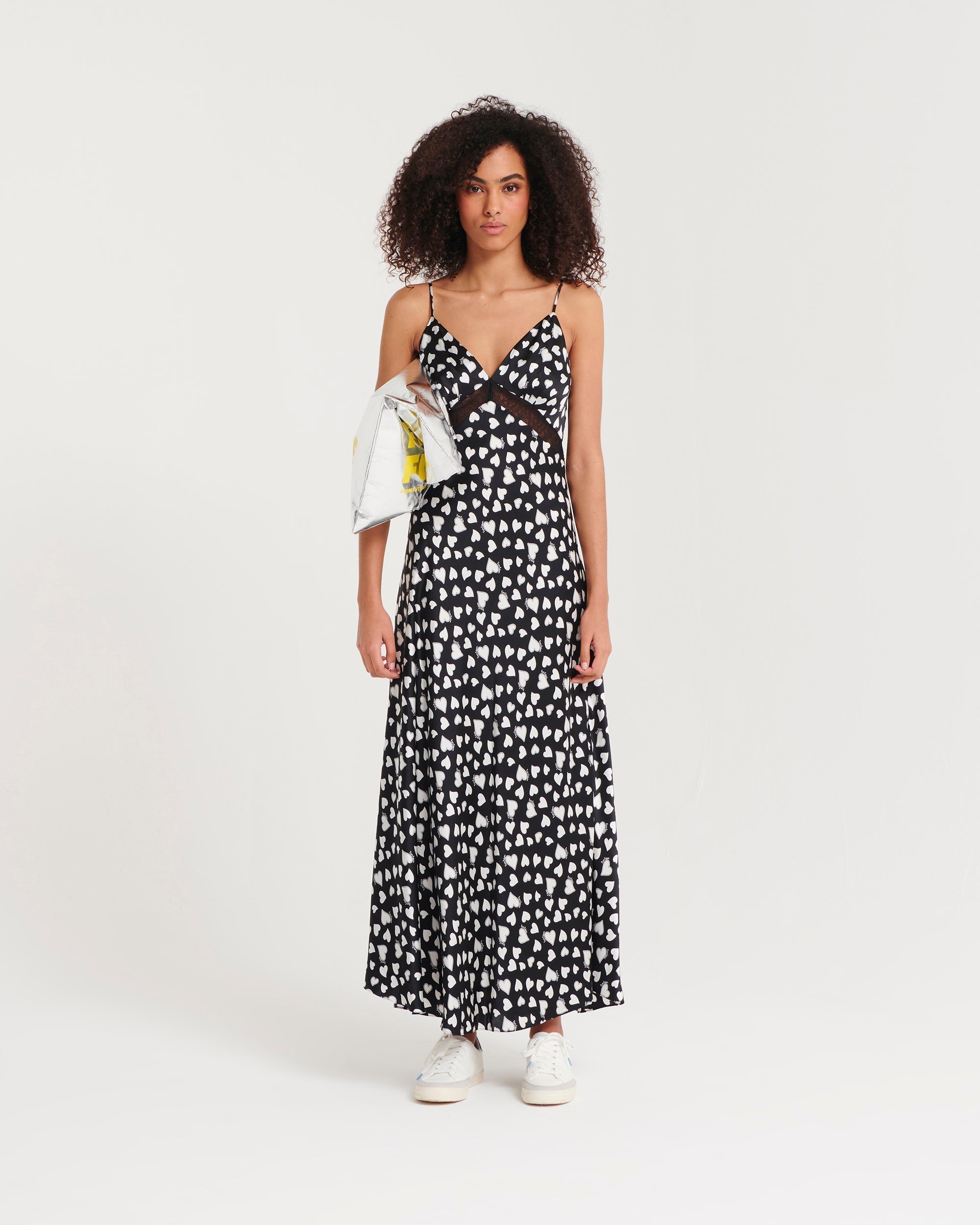 Robe longue Carly en soie - Black Litte Heart