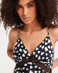 Robe longue Carly en soie - Black Litte Heart