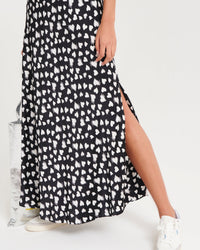 Robe longue Carly en soie - Black Litte Heart