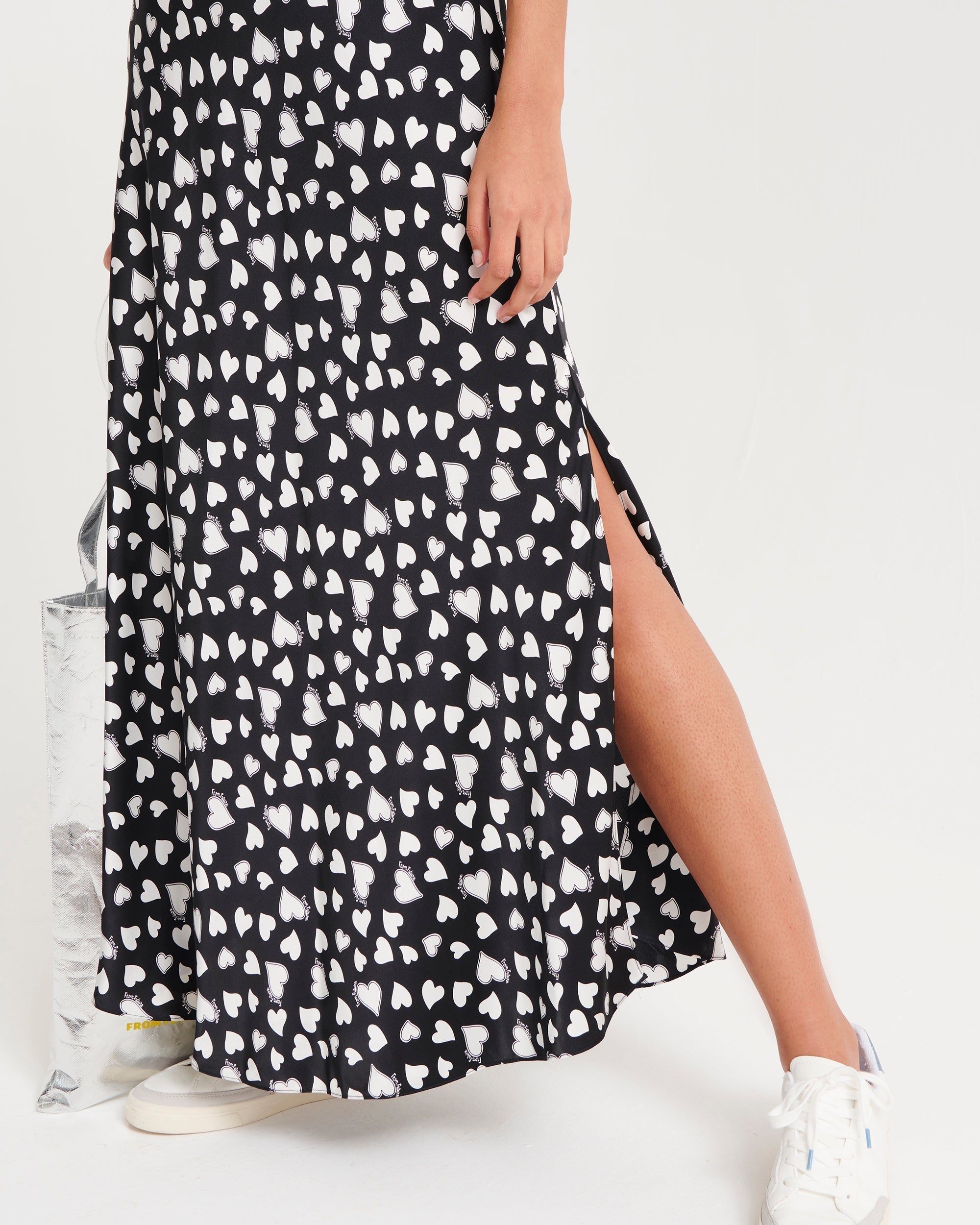 Robe longue Carly en soie - Black Litte Heart