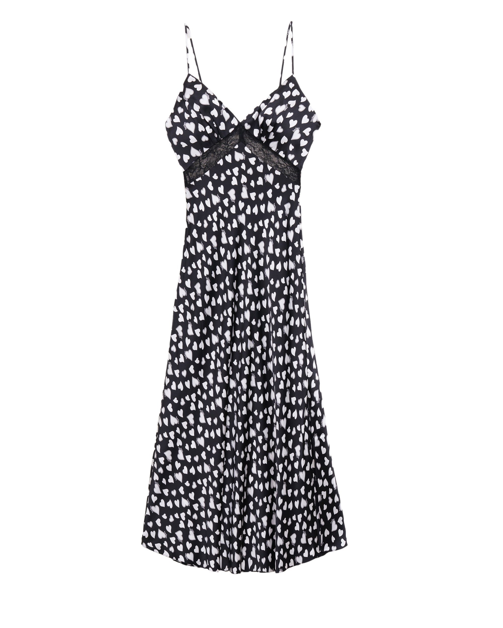 Robe longue Carly en soie - Black Litte Heart