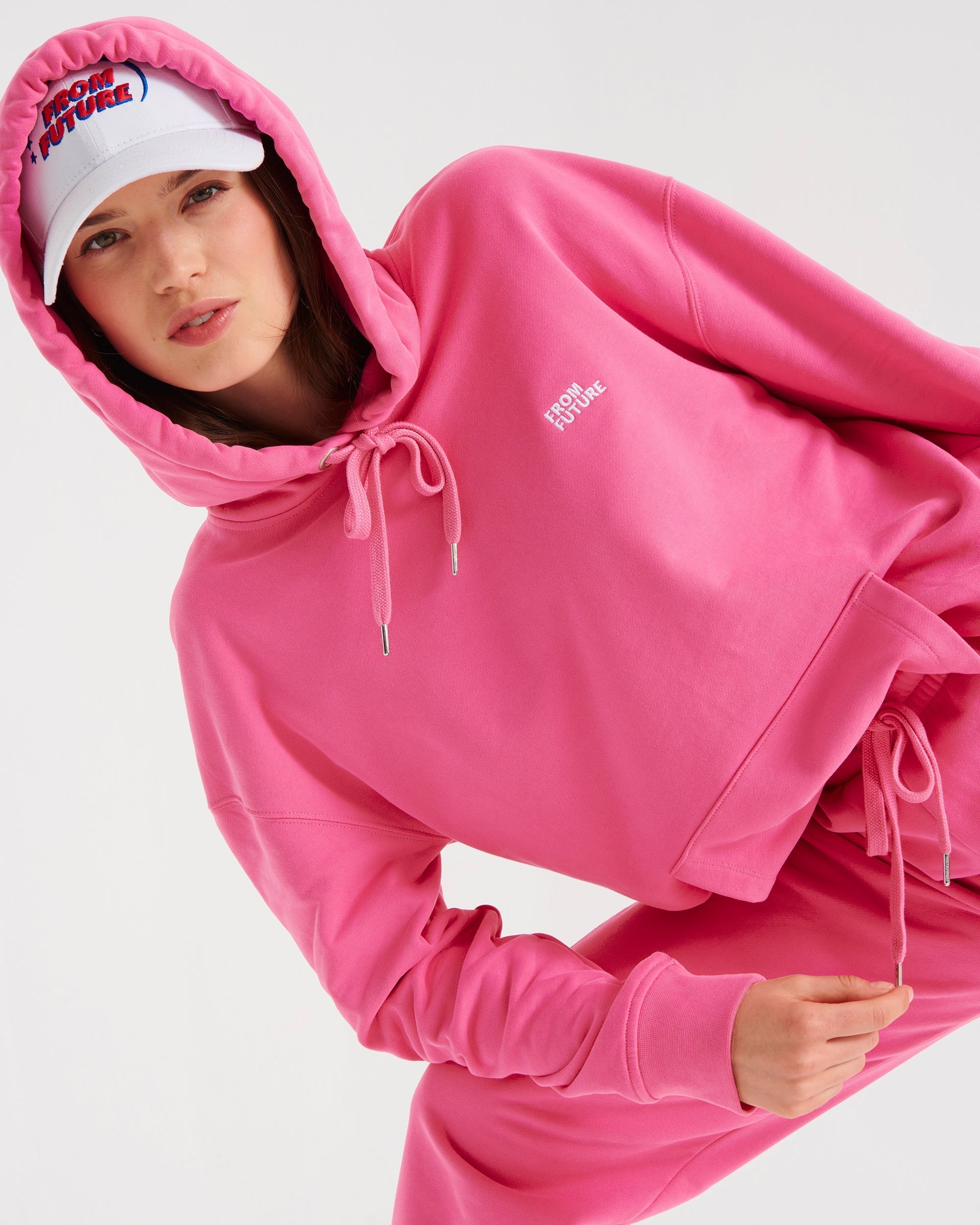 Hoodie unisexe oversize à broderie - Neon Pink