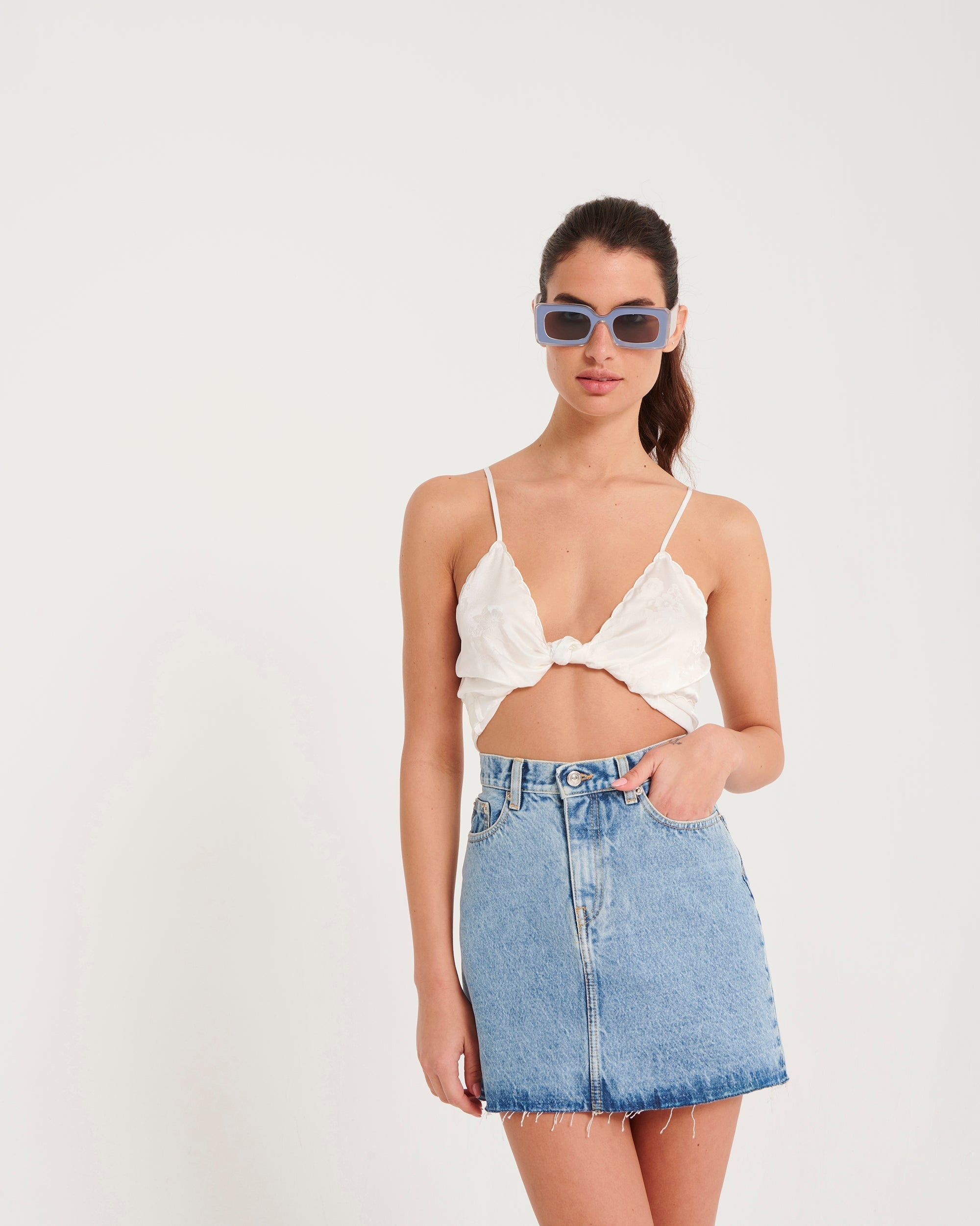Caraco Elia en soie - Jacquard Off White