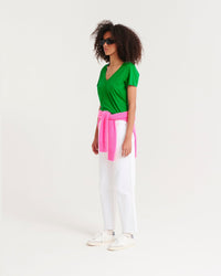 T-shirt classique Supima à col V - Rainbow Pink
