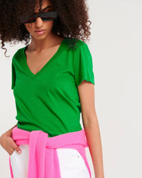 T-shirt classique Supima à col V - Rainbow Pink