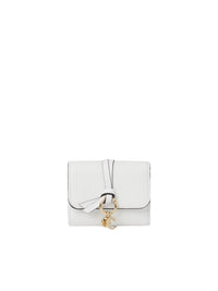 Portefeuille compact à trois volets Alphabet en cuir - Crystal White