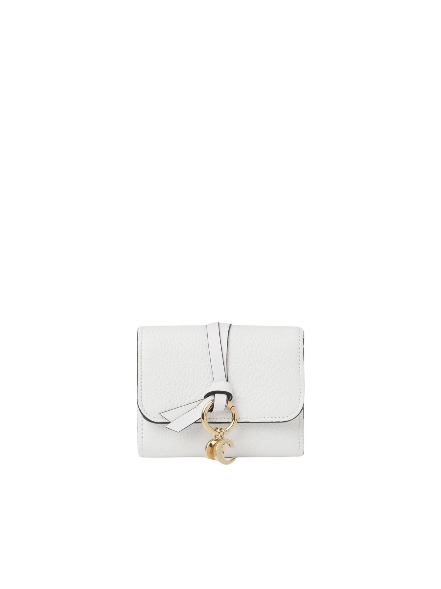 Portefeuille compact à trois volets Alphabet en cuir - Crystal White