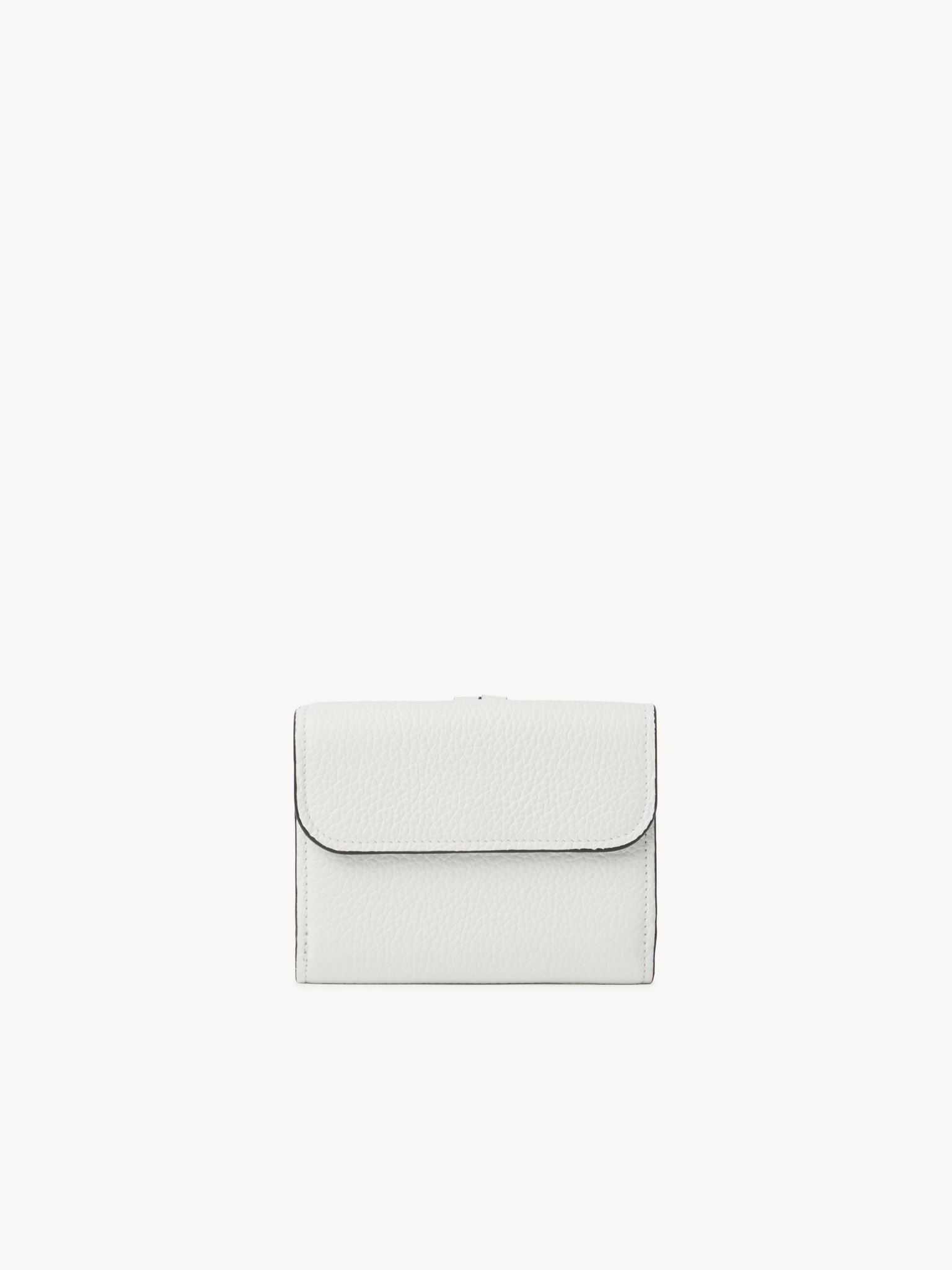 Portefeuille compact à trois volets Alphabet en cuir - Crystal White