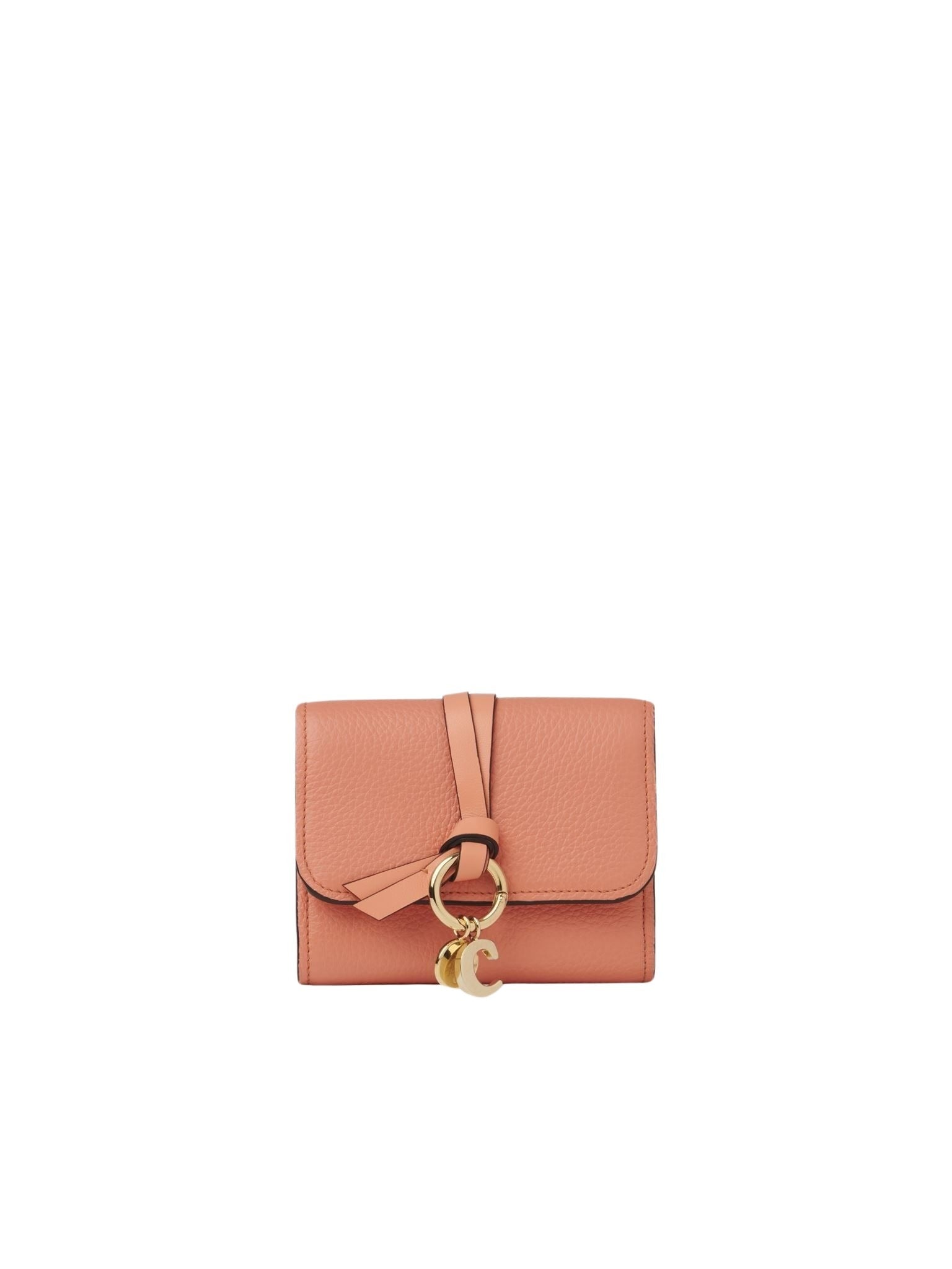 Portefeuille compact à trois volets Alphabet en cuir - Flaming Coral