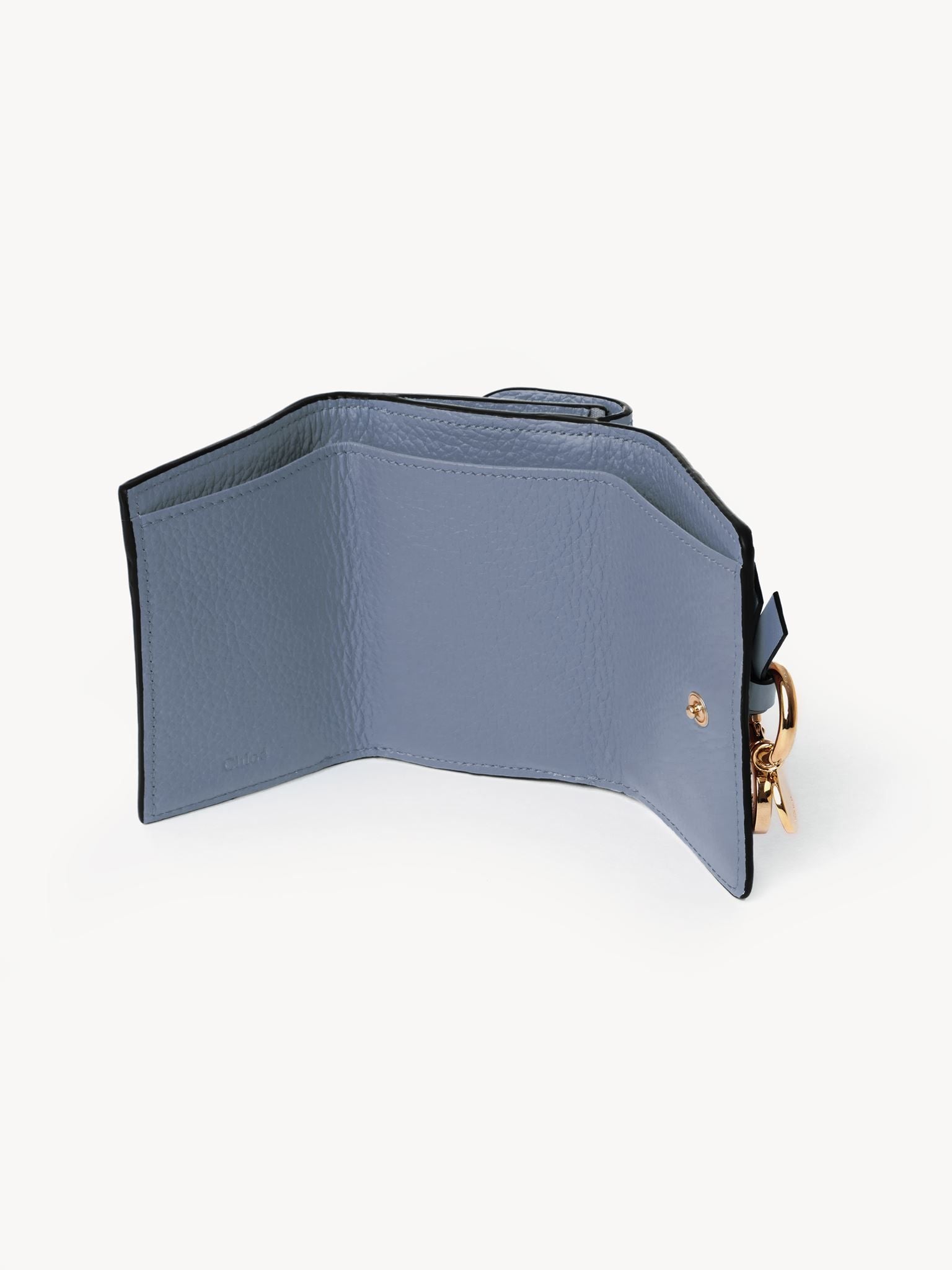 Mini portefeuille à trois volets Alphabet en cuir - Shady Cobalt