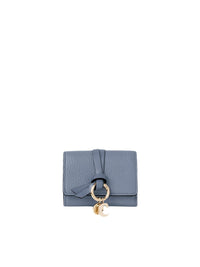 Mini portefeuille à trois volets Alphabet en cuir - Shady Cobalt
