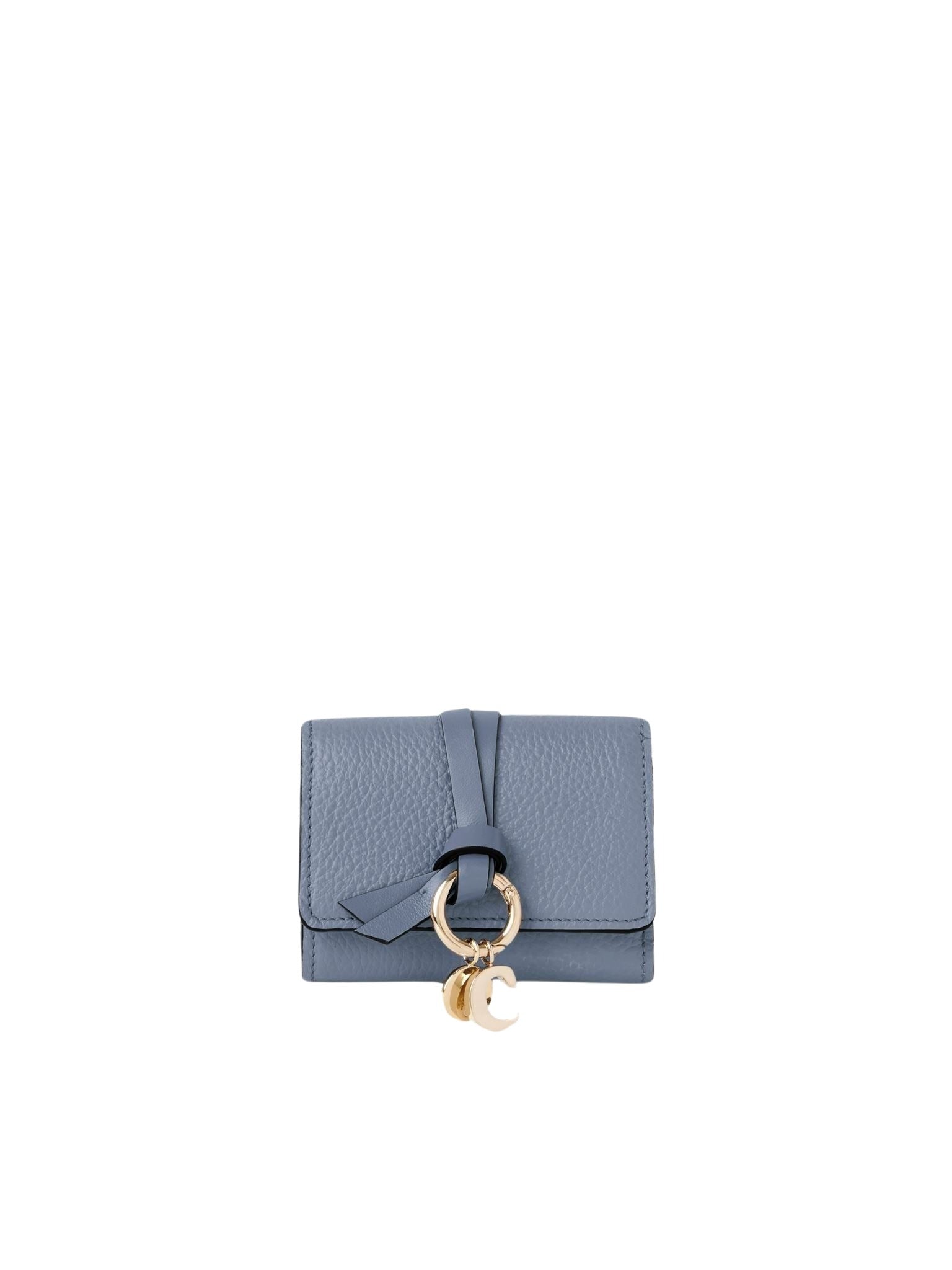 Mini portefeuille à trois volets Alphabet en cuir - Shady Cobalt
