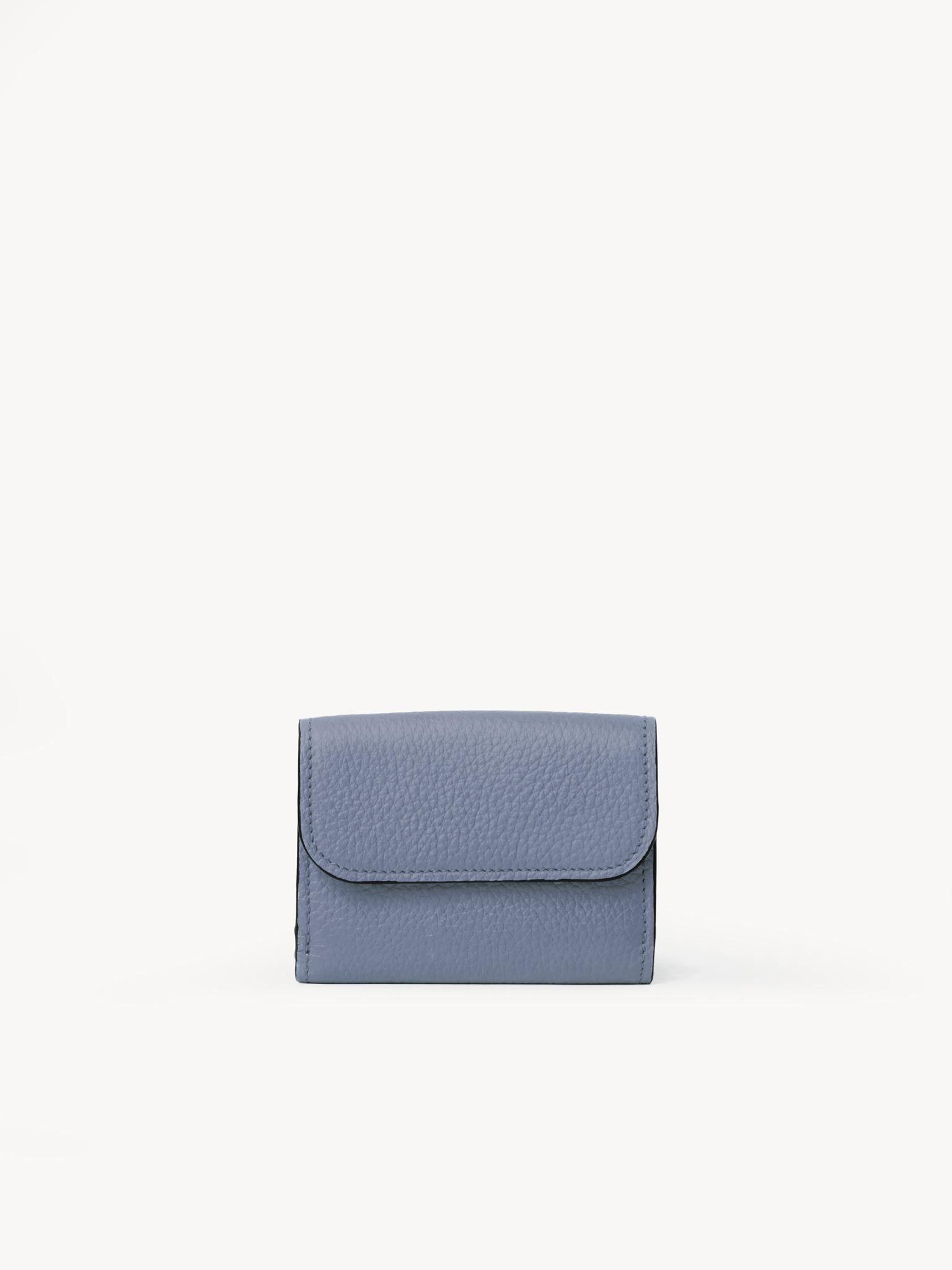 Mini portefeuille à trois volets Alphabet en cuir - Shady Cobalt