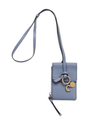 Porte-cartes à bandoulière Alphabet en cuir - Cobalt Ombragé