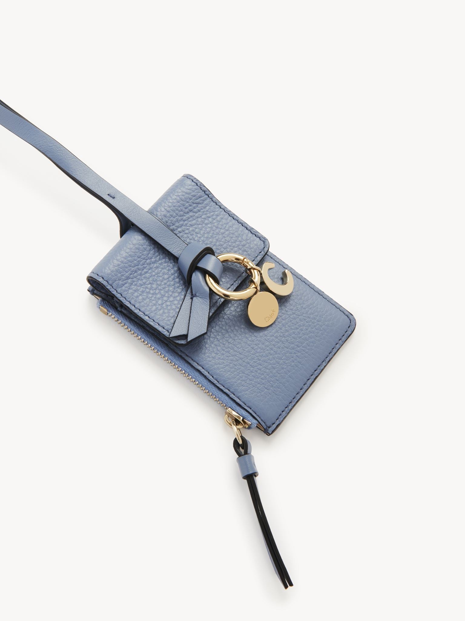 Porte-cartes à bandoulière Alphabet en cuir - Cobalt Ombragé