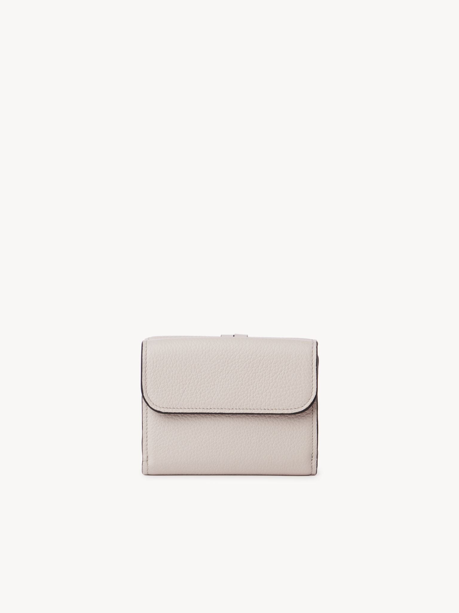 Portefeuille compact à trois volets Alphabet en cuir - Wild Grey